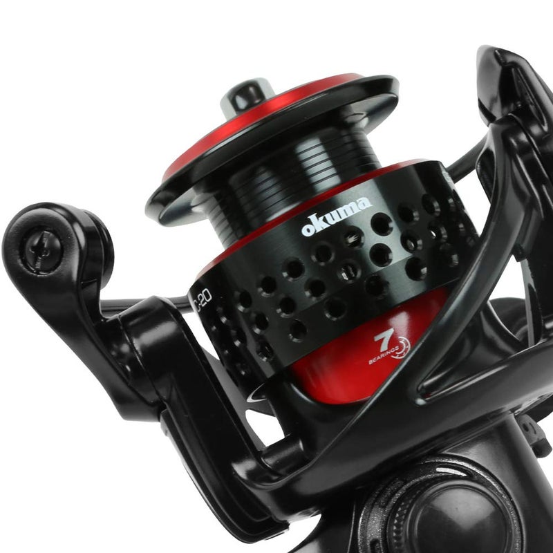 okuma Ceymar Lightweight Spinning Reel- C-40 ,Black/Red - Image 5